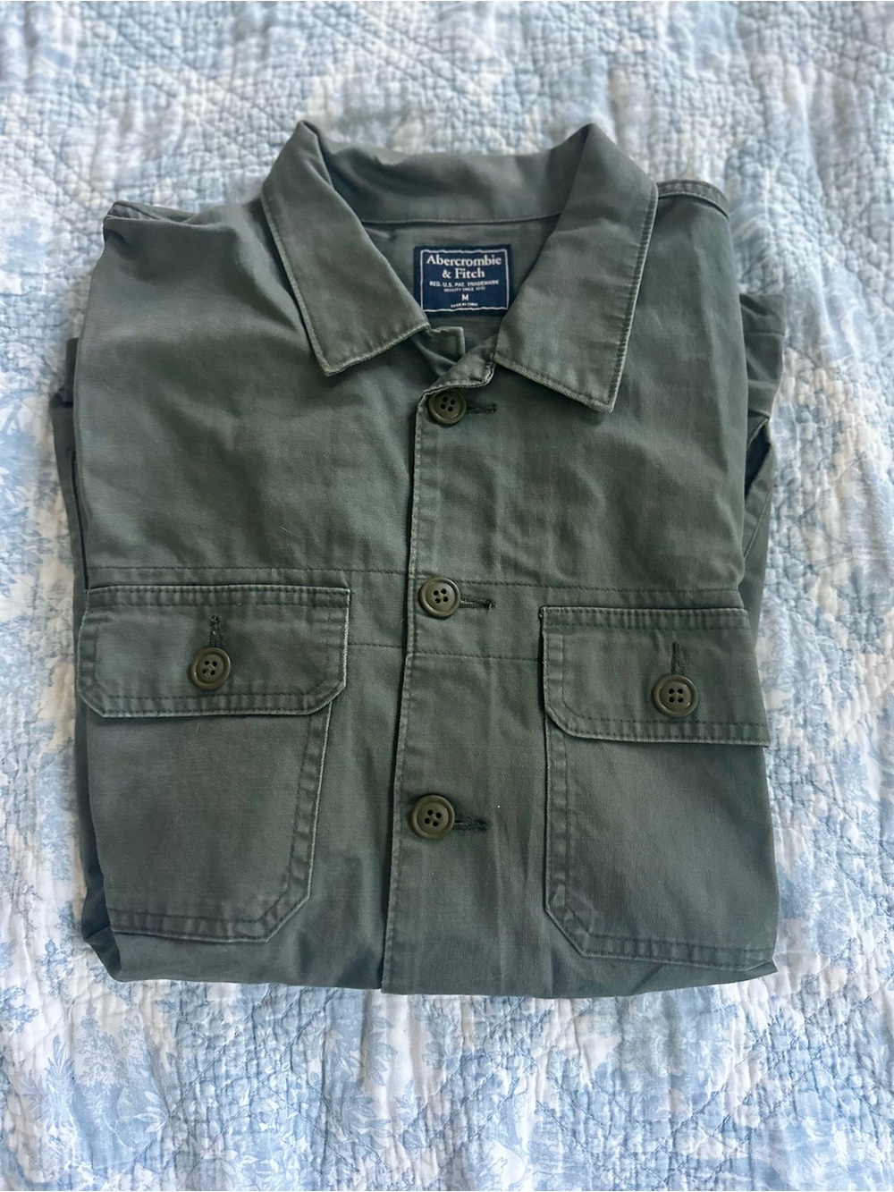 Abercrombie & Fitch Men's Olive Green Utility shirt Jacket amazing vintage look